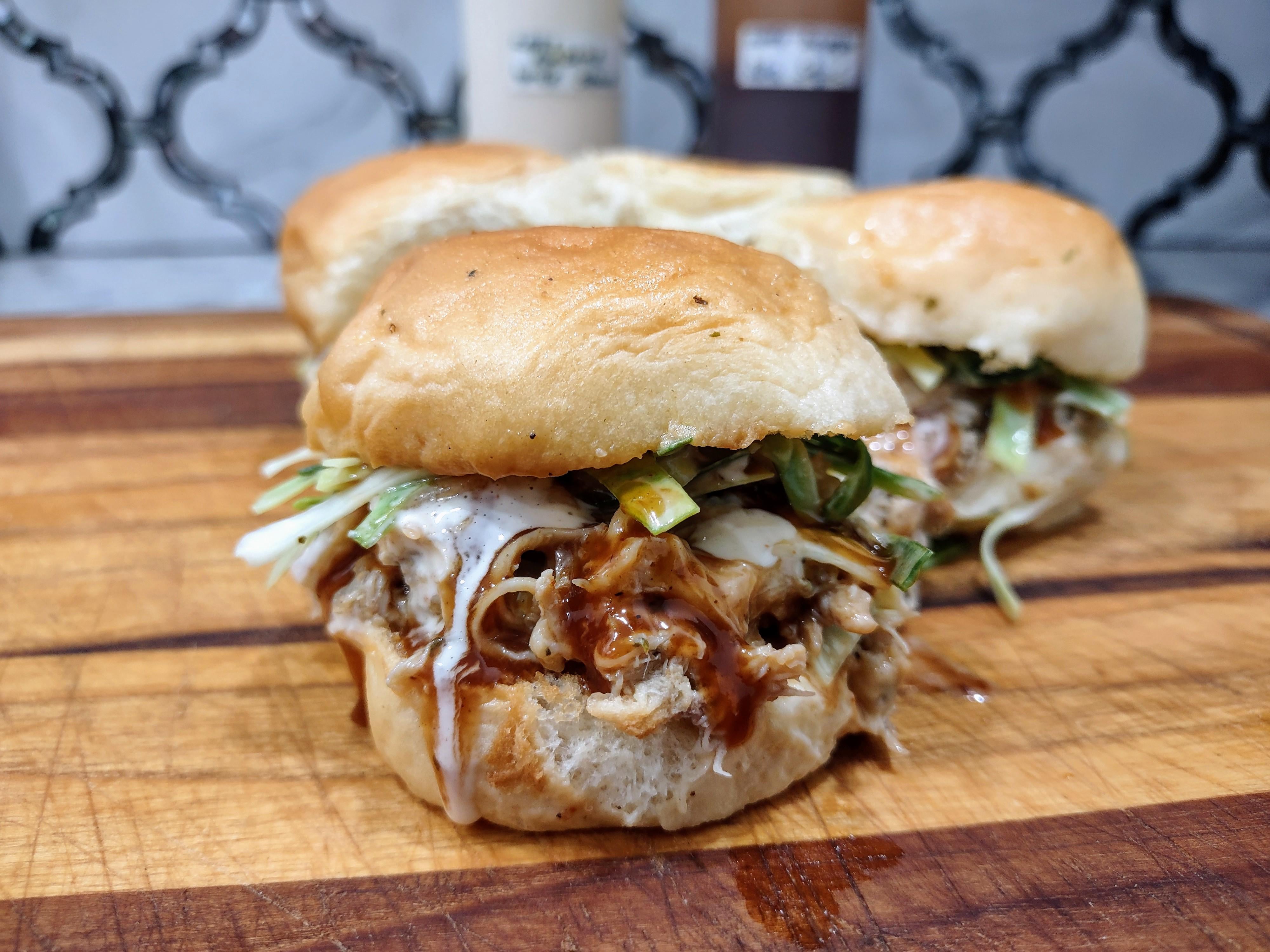 [OC] Chicken Sliders - Pulled/Shredded Chicken with Cabbage Apple Slaw ...